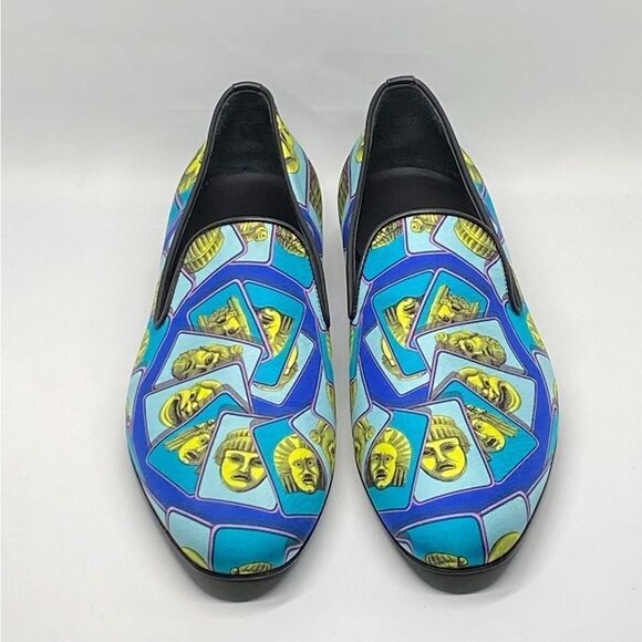 Versace Masks Print Silk Twill Loafer size 43/us size 10 - Picture 2 of 13